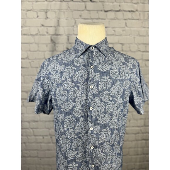 Rodd & Gunn 100%Linen Short Sleeve Button Up Shirt Men M Sports Fit Blue Floral - Picture 5 of 7